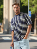 High Star Men Cotton Strip Relaxed fit Crew neck Halfsleeve Tshirts