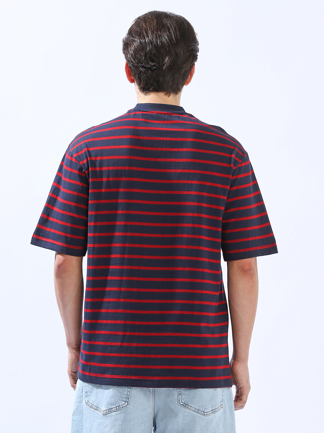 High Star Men Cotton Strip Relaxed fit Crew neck Halfsleeve Tshirts