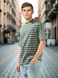 High Star Men Cotton Strip Relaxed fit Crew neck Halfsleeve Tshirts