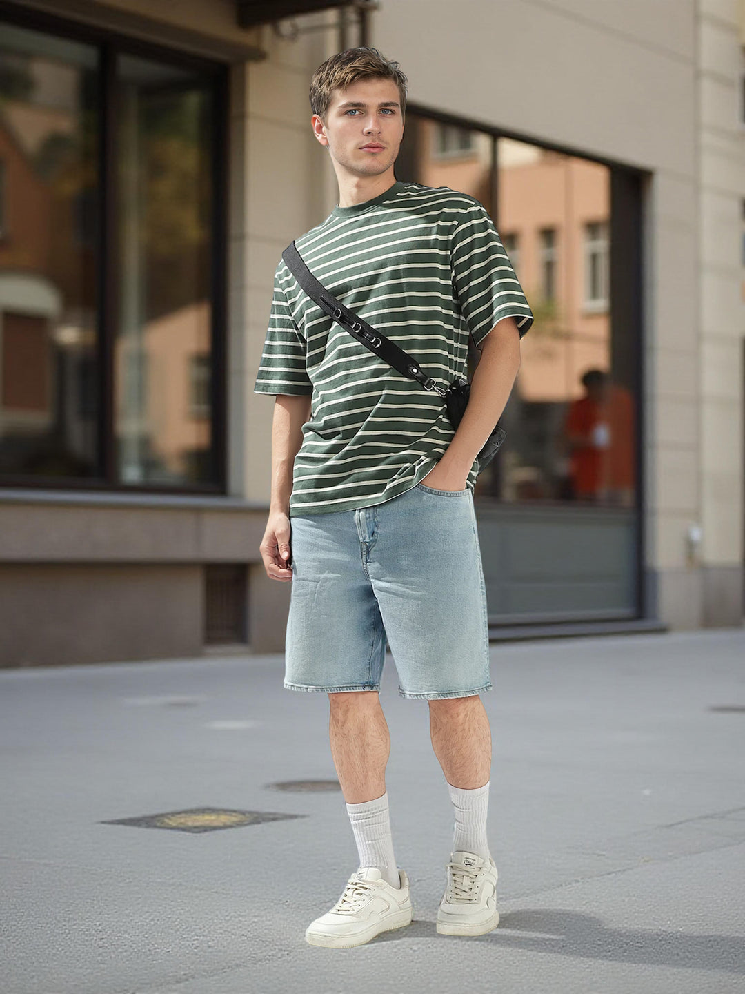 High Star Men Cotton Strip Relaxed fit Crew neck Halfsleeve Tshirts