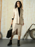 High Star Women Solid Regular length Oversized Notch Lapel Collar Full Sleeve Co-ords