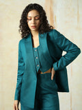 High Star Women Solid Longline length Oversized Notch Lapel Collar Full Sleeve Blazer