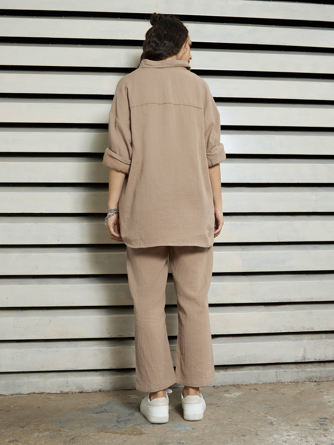 Women Casual Long Sleeves Solid Co-ords