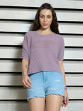 Women Boxy Fit Round Neck Long Sleeve Casual Top