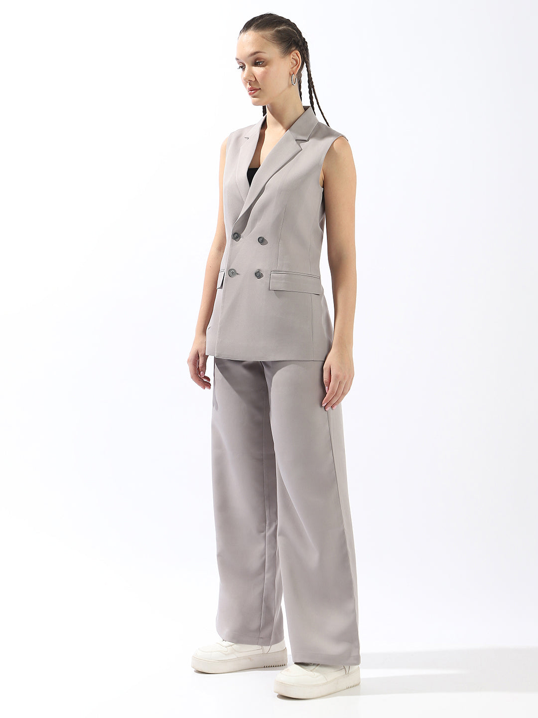 High Star Notched Lapel Collar Neck Waistcoat With Trousers Co-Ords