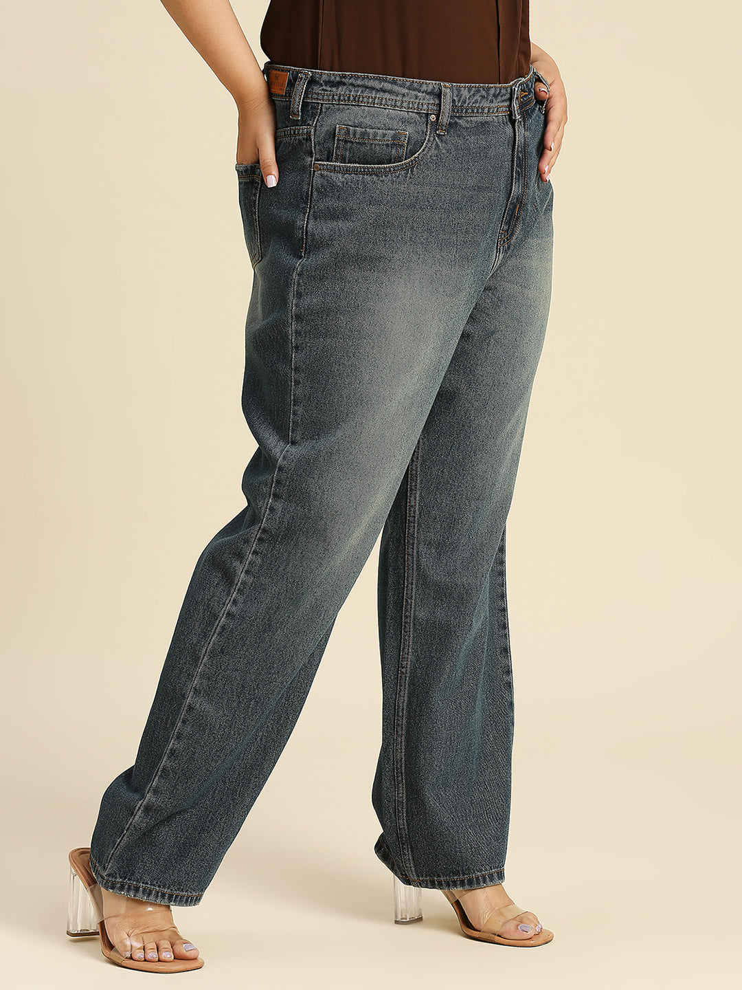 Women Plus Size Comfort Wide Leg Pure Cotton High-Rise Heavy