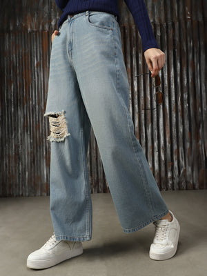Women Washed Loose Fit High-rise Jeans