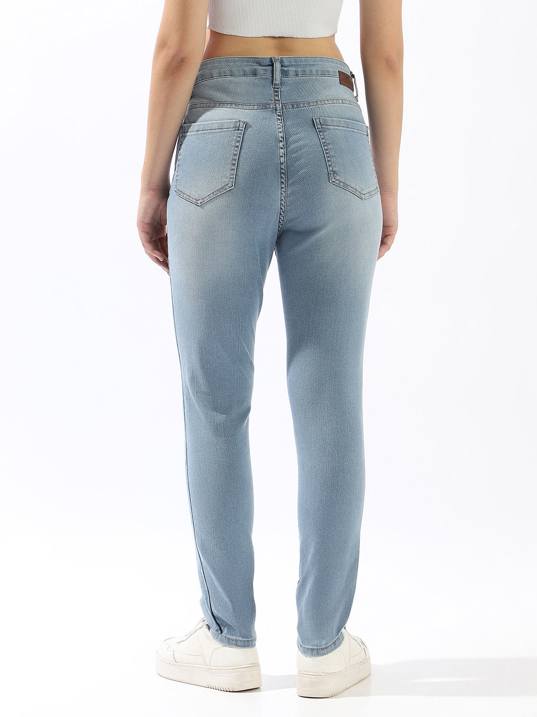 High Star Women Comfort Skinny Fit High-Rise Heavy Fade Jeans