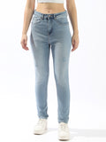 High Star Women Comfort Skinny Fit High-Rise Heavy Fade Jeans