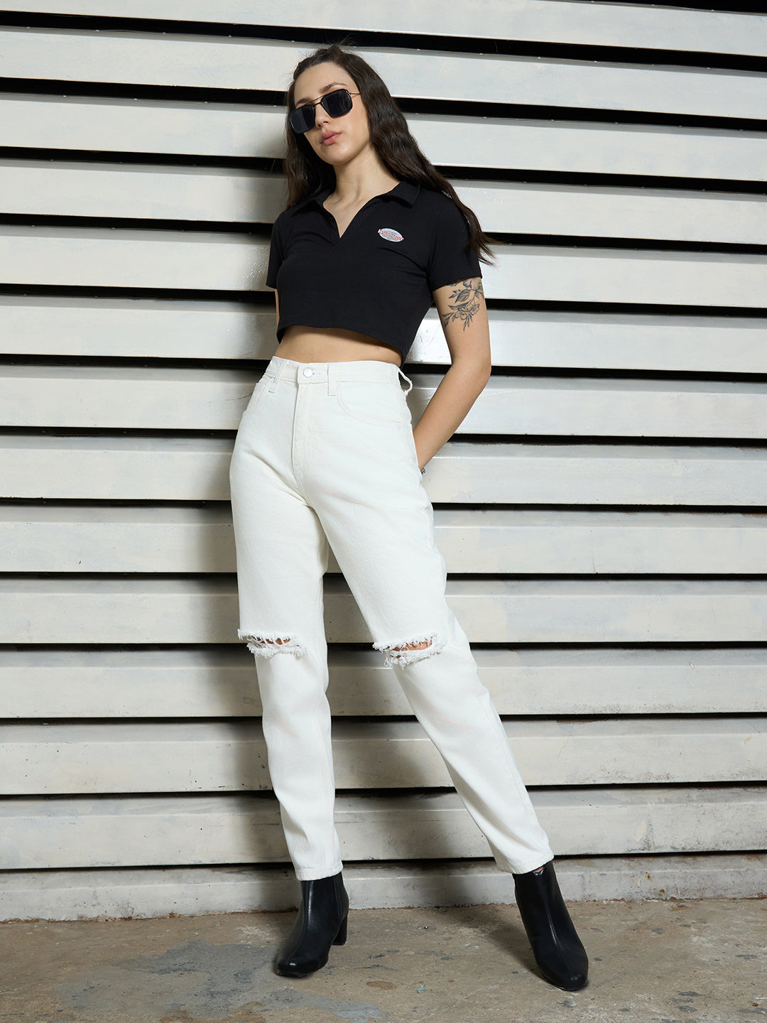 Women Cotton Mom Fit High-Rise Casual Jeans