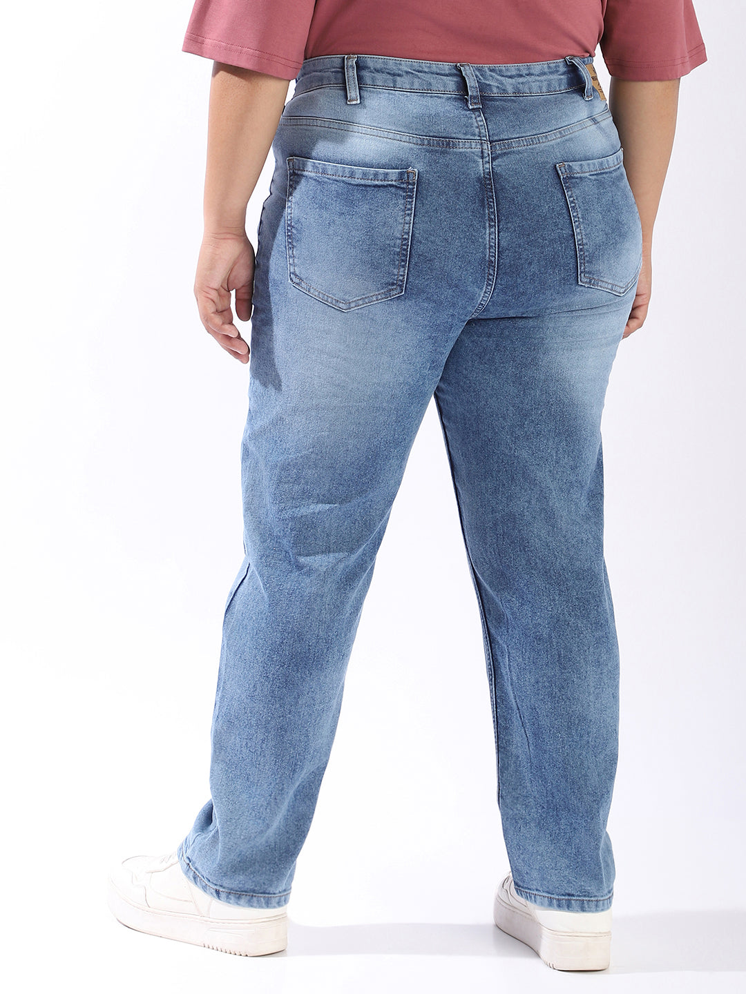 High Star Women Comfort Straight Fit High-Rise Light Fade Streachable  Jeans