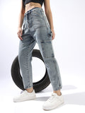 High Star Women Washed Mom Fit Regular High-Rise Straight Jeans