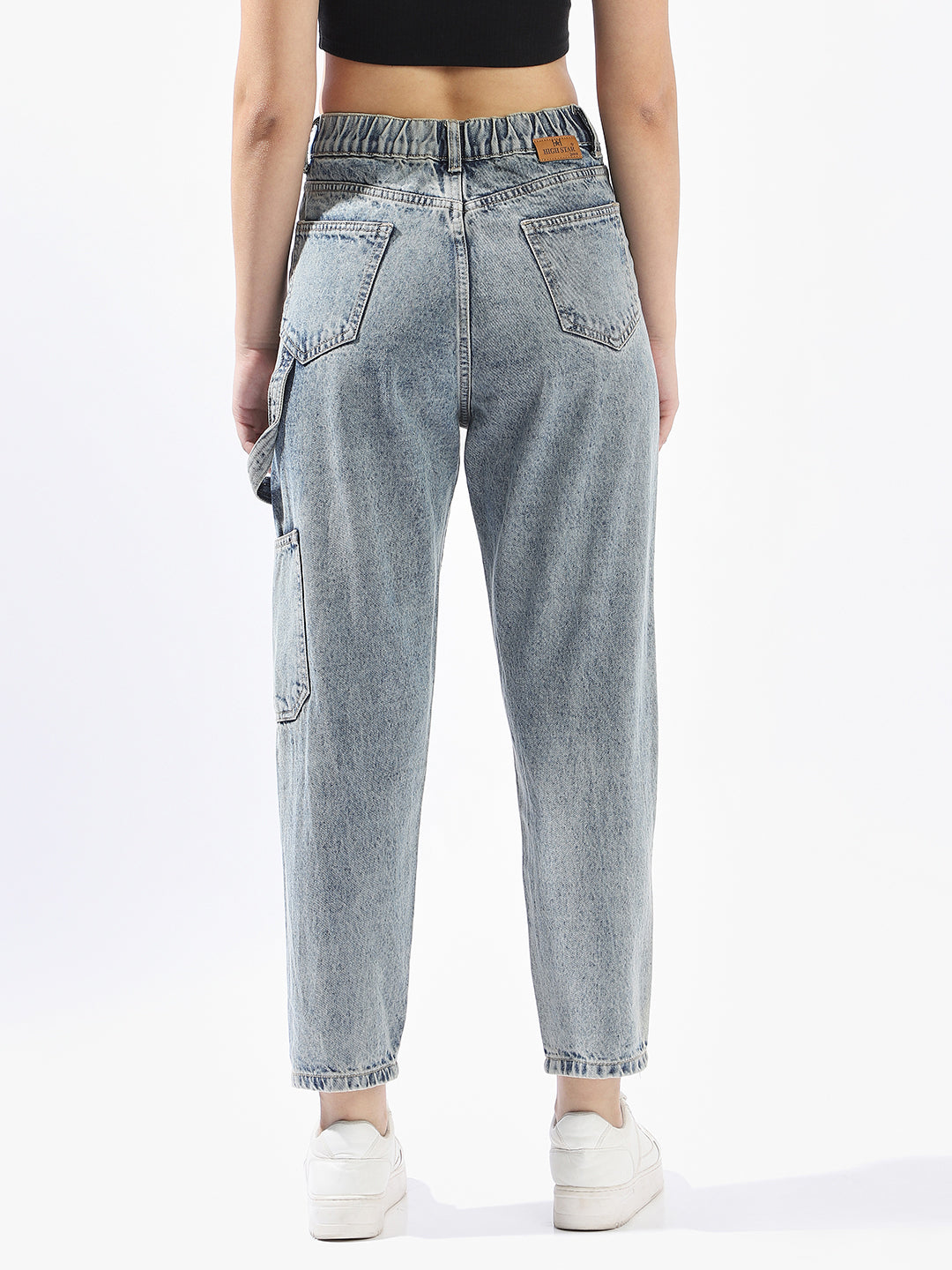 High Star Women Washed Mom Fit Regular High-Rise Straight Jeans