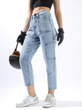 High Star Women Washed Mom Fit Regular High-Rise Straight Jeans
