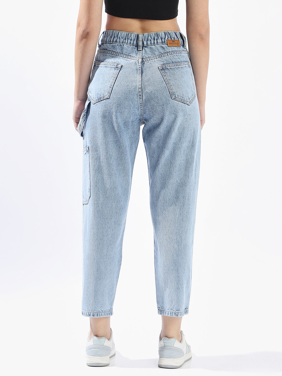 High Star Women Washed Mom Fit Regular High-Rise Straight Jeans