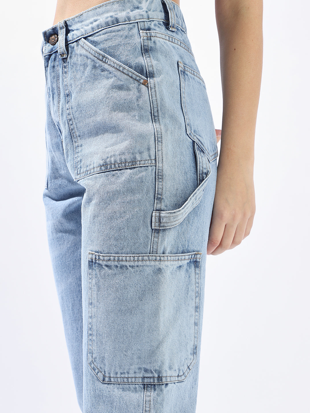 High Star Women Washed Mom Fit Regular High-Rise Straight Jeans