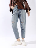 High Star Women Comfort High-Rise Heavy Fade Cotton Jeans