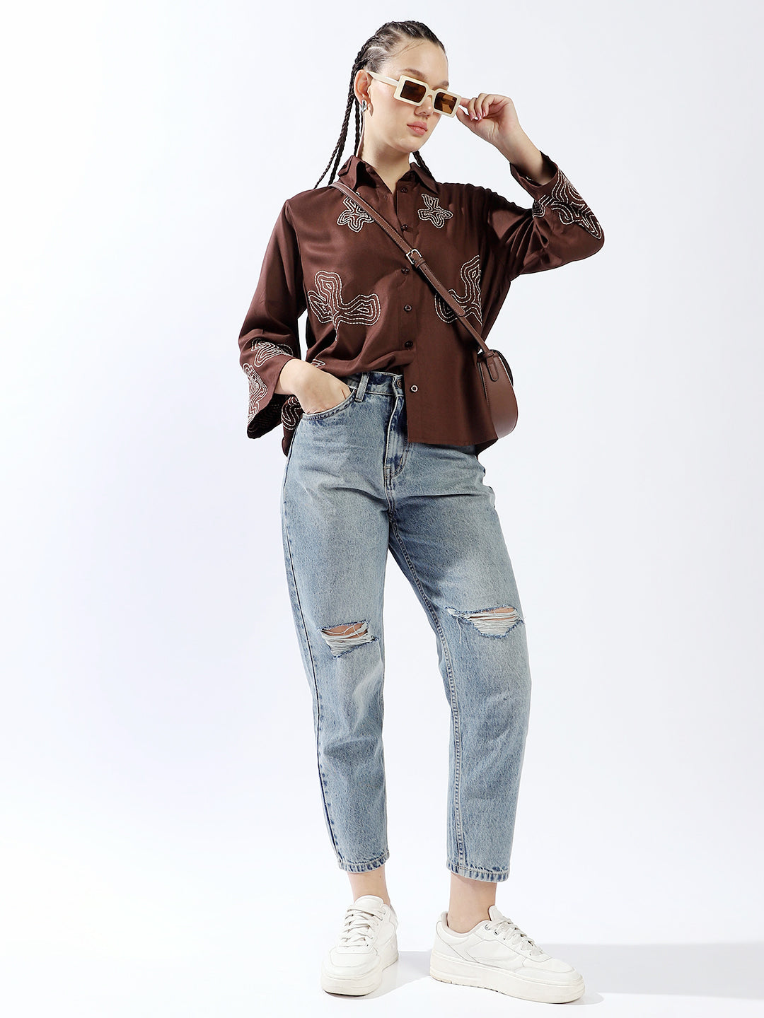 High Star Women Comfort High-Rise Heavy Fade Cotton Jeans