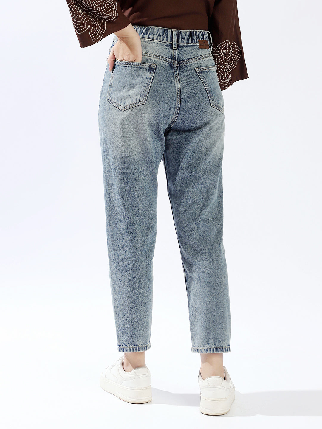 High Star Women Comfort High-Rise Heavy Fade Cotton Jeans