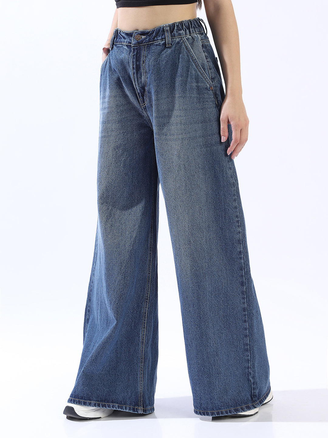 High Star spring summer Women Comfort Wide Leg High-Rise Jeans