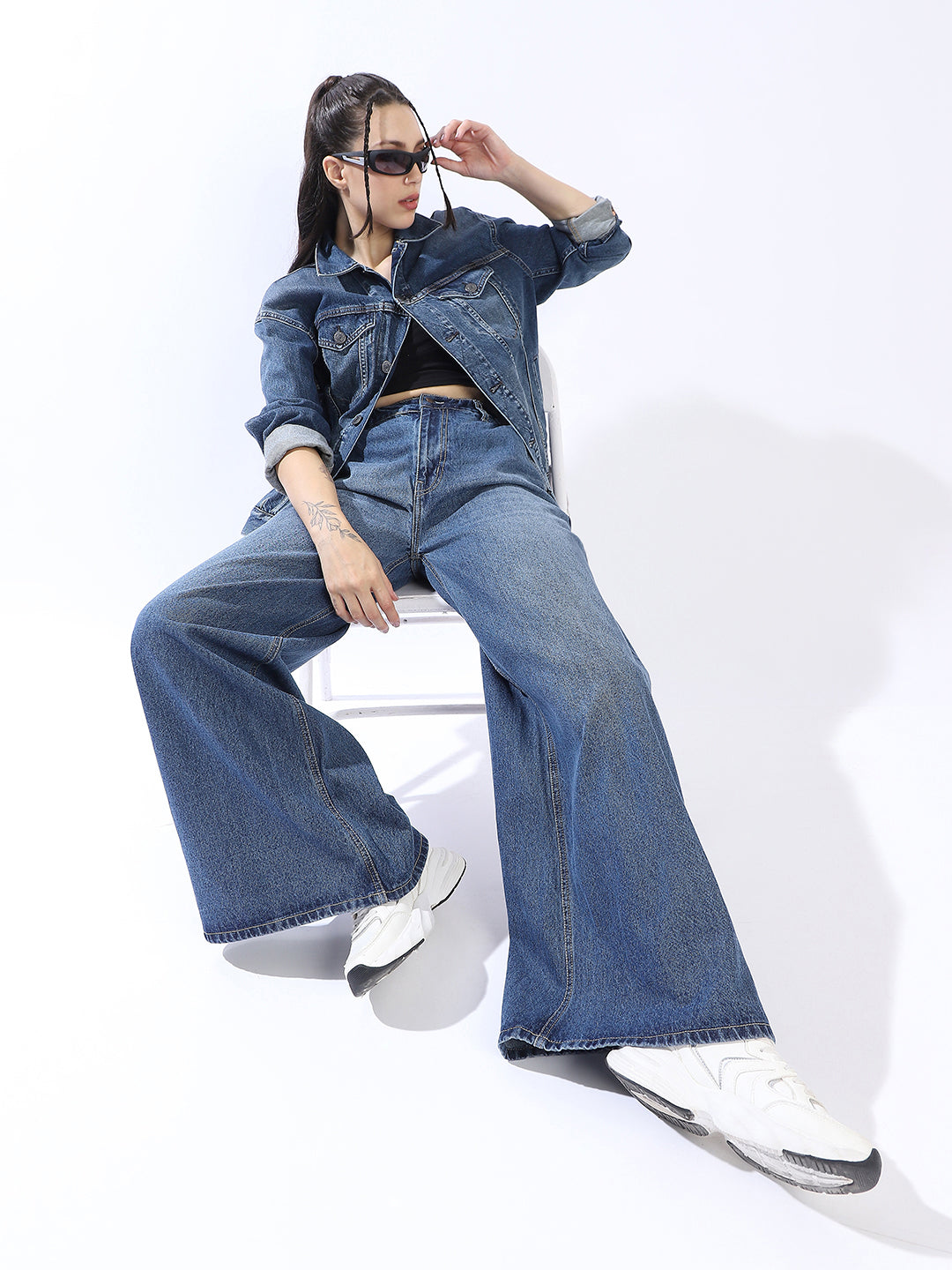 High Star spring summer Women Comfort Wide Leg High-Rise Jeans