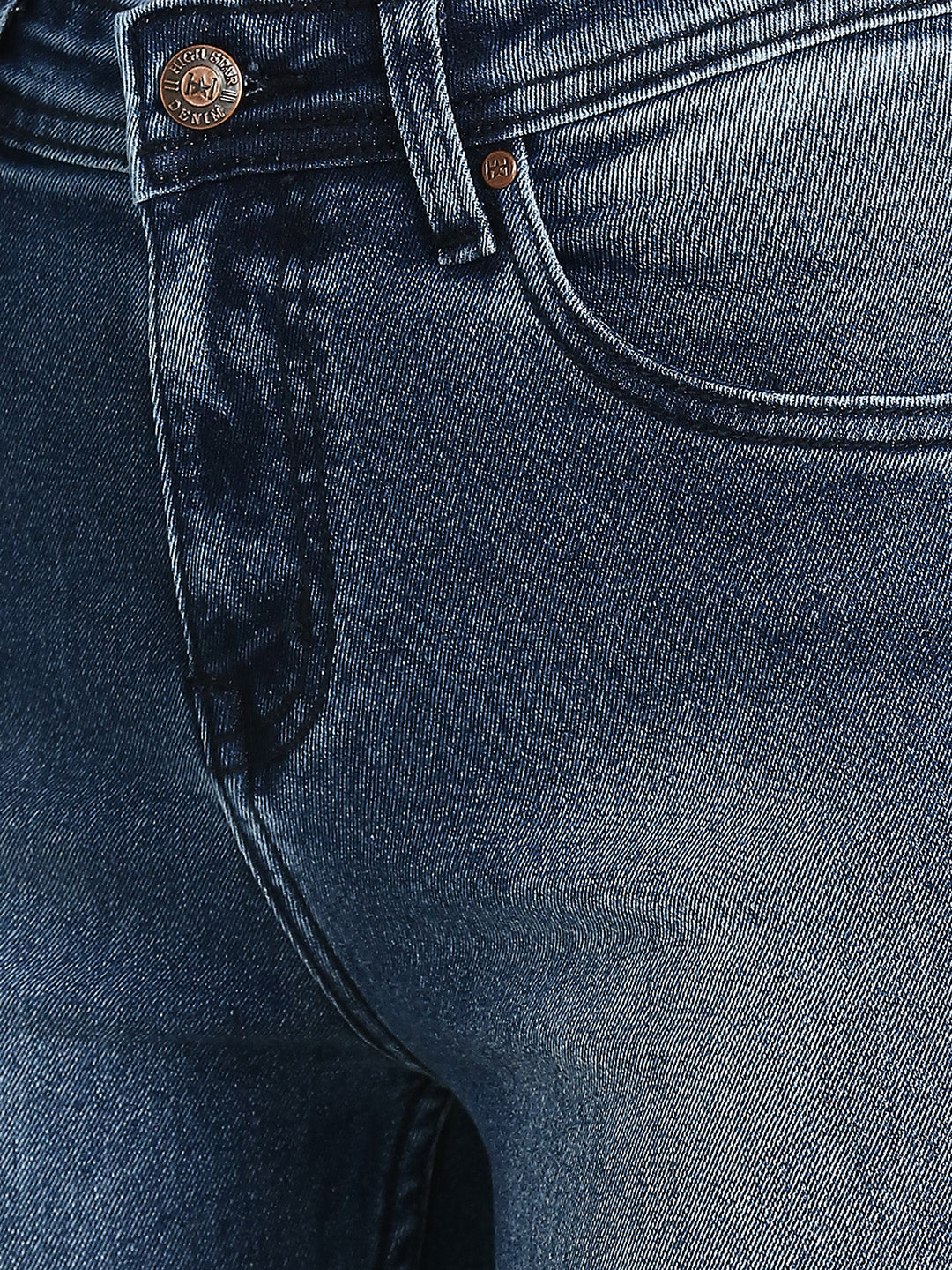 Women Bootcut High-Rise Clean Look Heavy Fade Stretchable Jeans