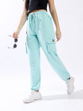 High Star Women Solid Knitted Jogger Loose Fit High-Rise Casual Trackpants
