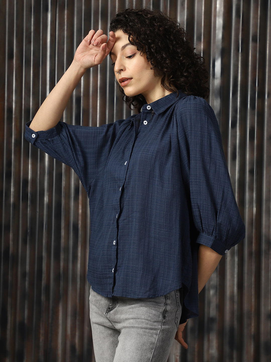 High Star Women Relaxed Opaque Casual Shirt