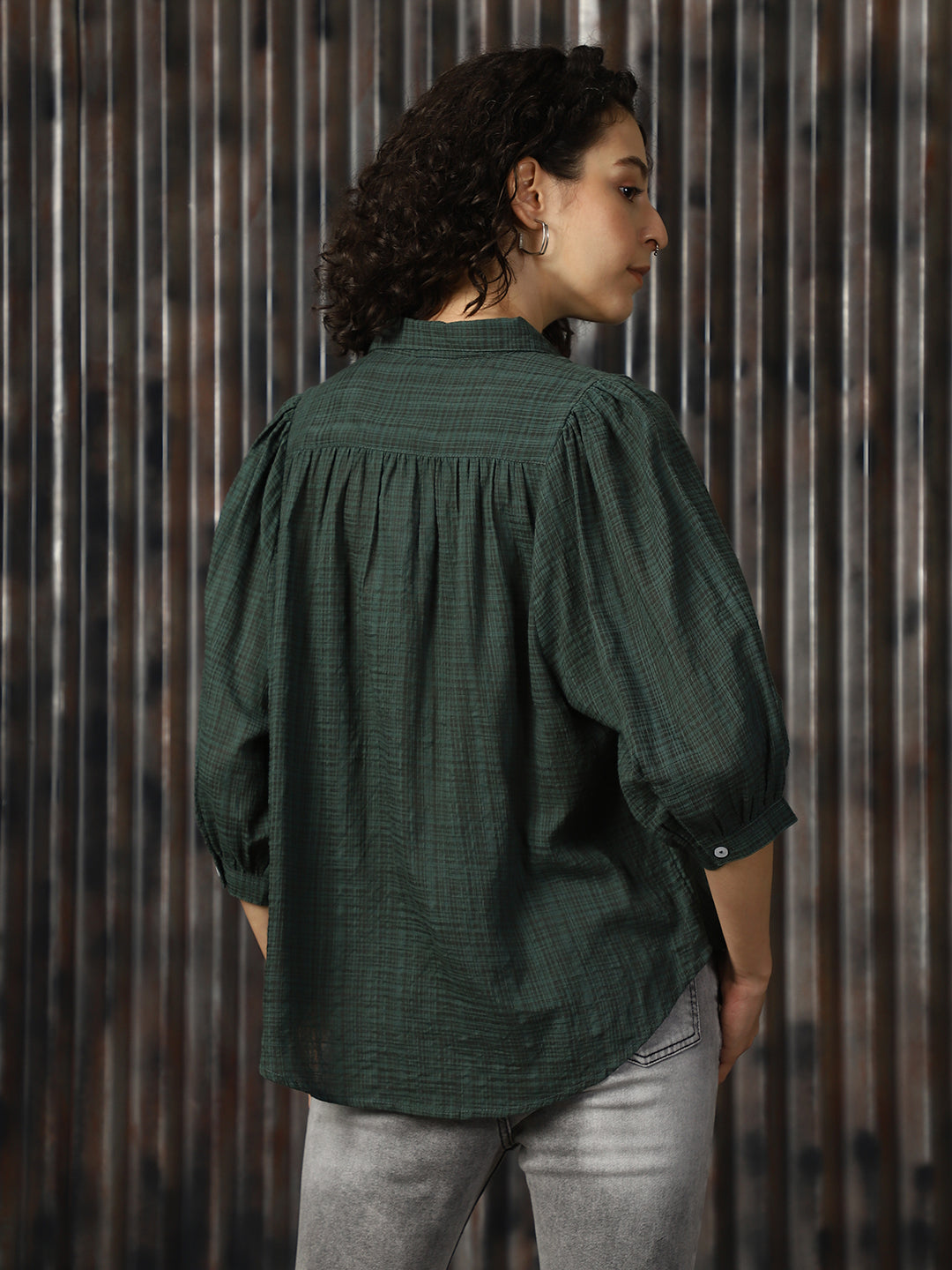 High Star Women Relaxed Tartan Checks Opaque Casual Shirt