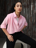 Women Solid Cotton Relaxed Fit  Collar Long Sleeve Shirts