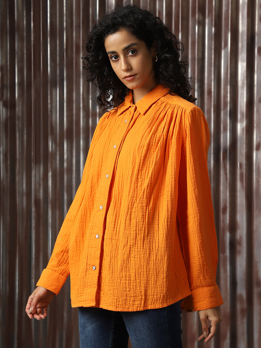 High Star Women Relaxed Opaque Casual Shirt