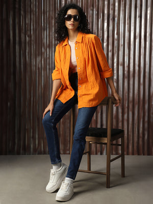 High Star Women Relaxed Opaque Casual Shirt