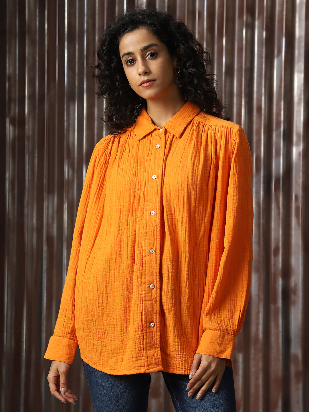 High Star Women Relaxed Opaque Casual Shirt