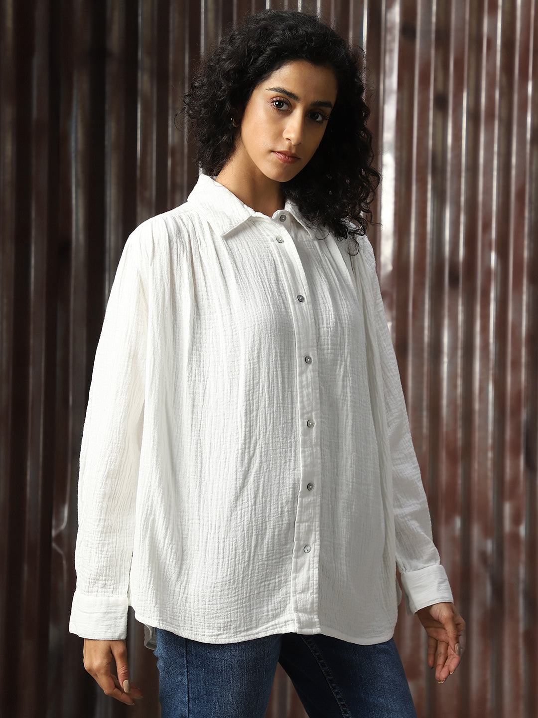 High Star Women Relaxed Opaque Casual Shirt