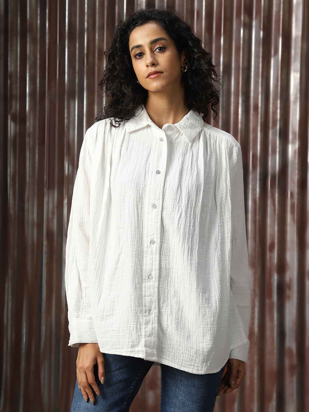 High Star Women Relaxed Opaque Casual Shirt