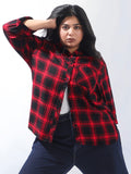 High Star Women Plus Check Regular fit Spread Collar Full Sleeve Shirts