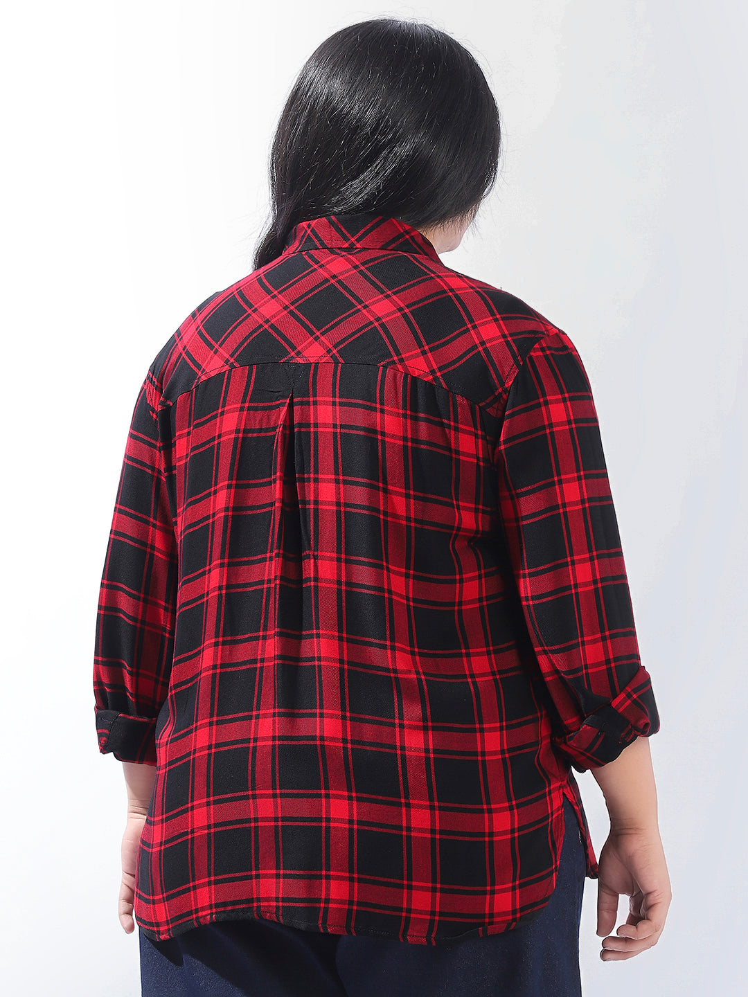 High Star Women Plus Check Regular fit Spread Collar Full Sleeve Shirts