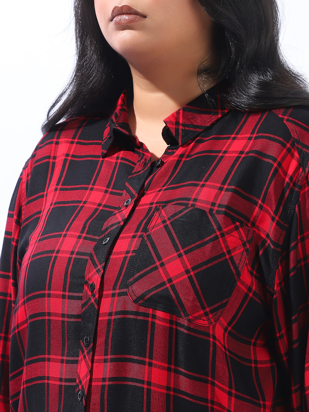 High Star Women Plus Check Regular fit Spread Collar Full Sleeve Shirts
