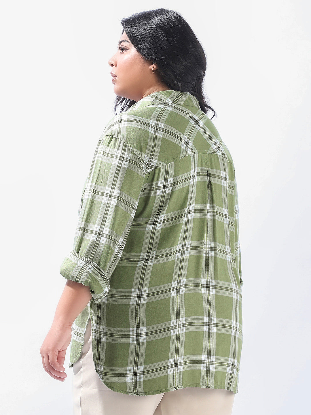 High Star Women Plus Check Regular fit Spread Collar Full Sleeve Shirts