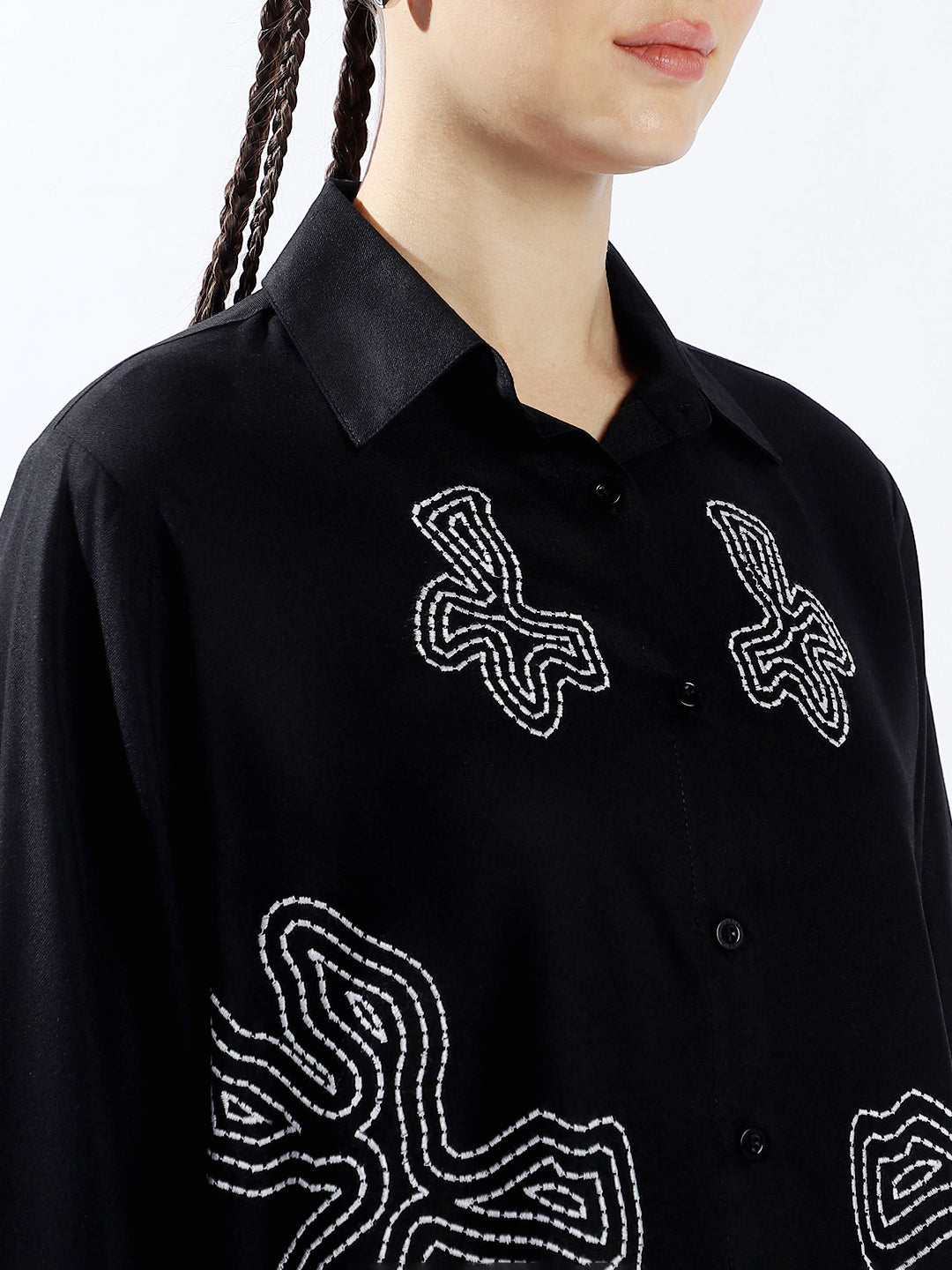 High Star Women Oversized Fit Spread Collar Full Sleeves Shirts