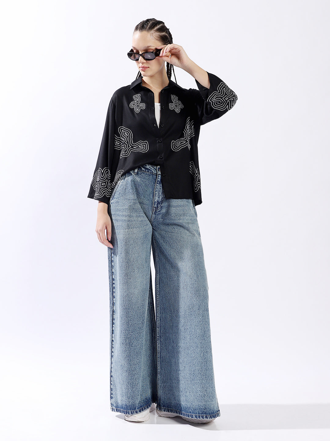 High Star Women Oversized Fit Spread Collar Full Sleeves Shirts