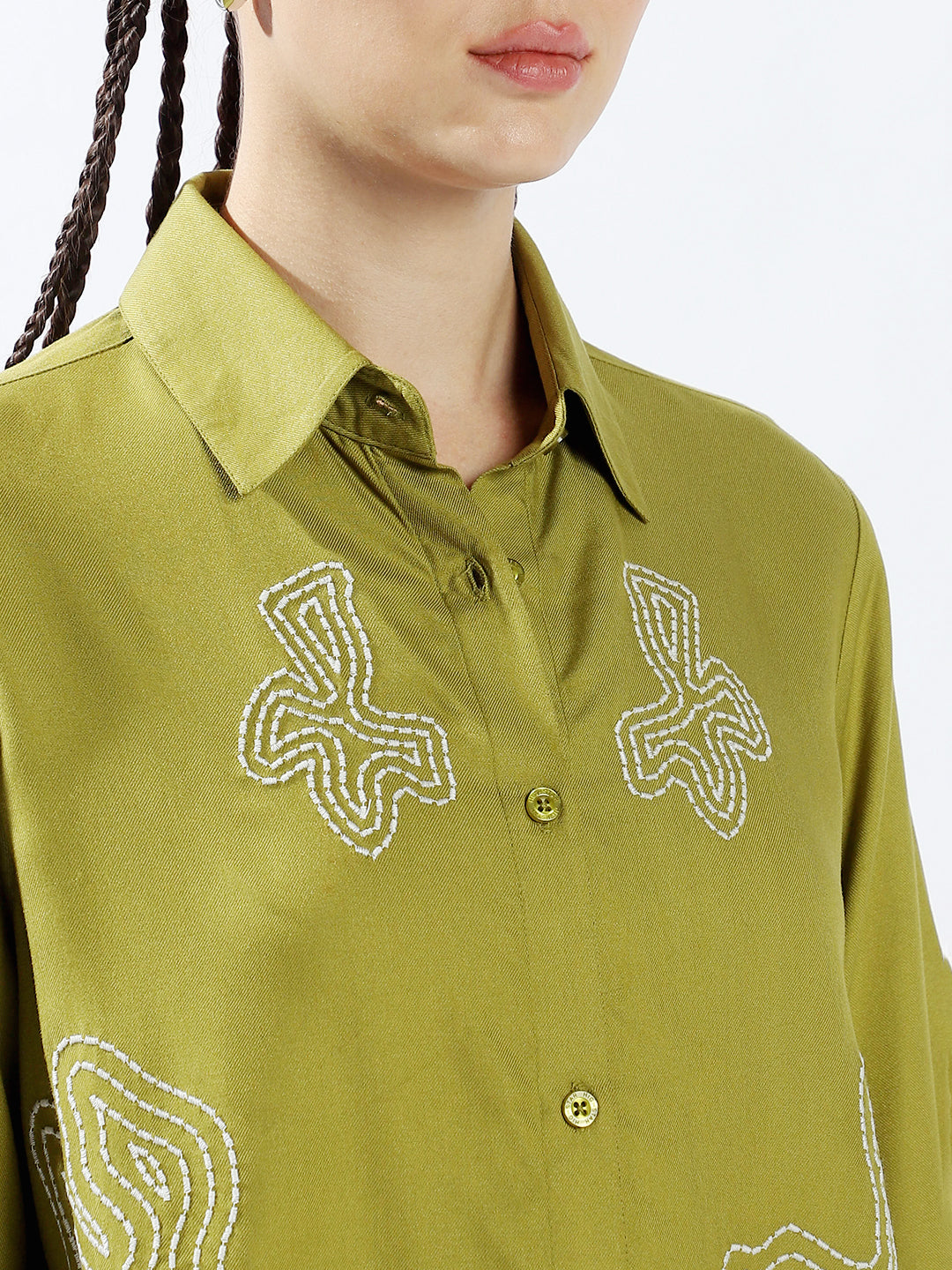High Star Women Oversized Fit Spread Collar Full Sleeves Shirts