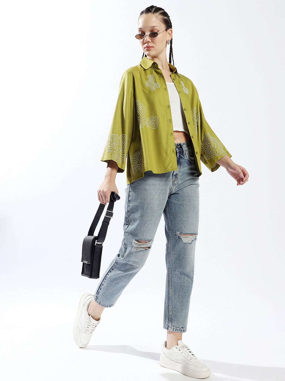 High Star Women Oversized Fit Spread Collar Full Sleeves Shirts