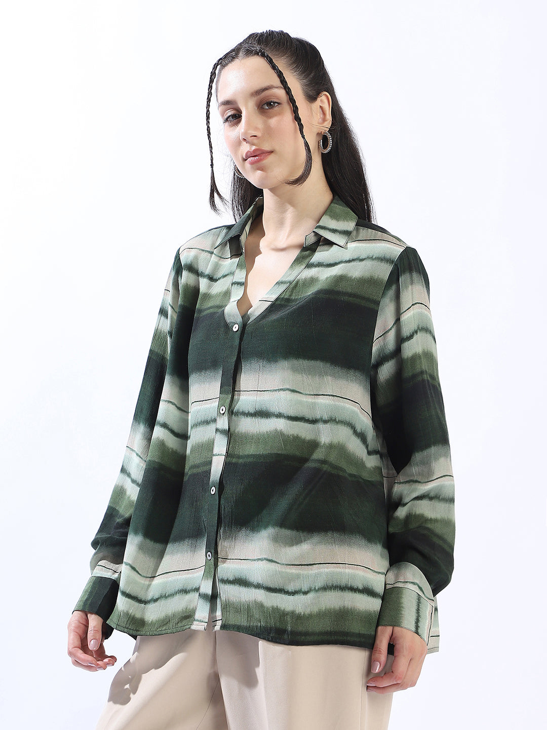 High Star Spring Summer Comfort Horizontal Stripes Casual Shirt