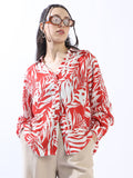 High Star Women Comfort Oversized Fit Floral Printed Spread Collar Casual Shirt