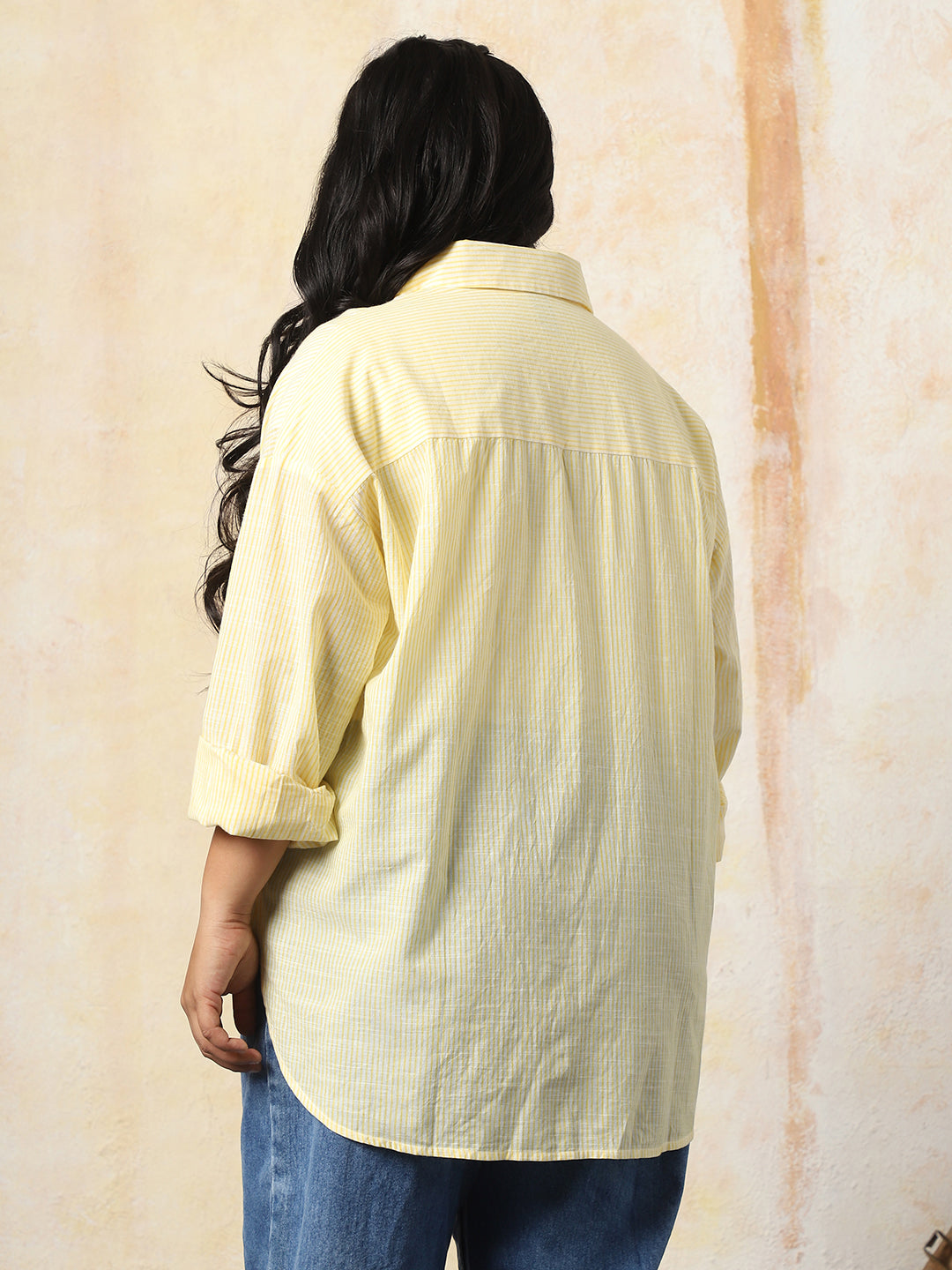 High Star Women Strip Oversized Regular N/A Straight Shirts