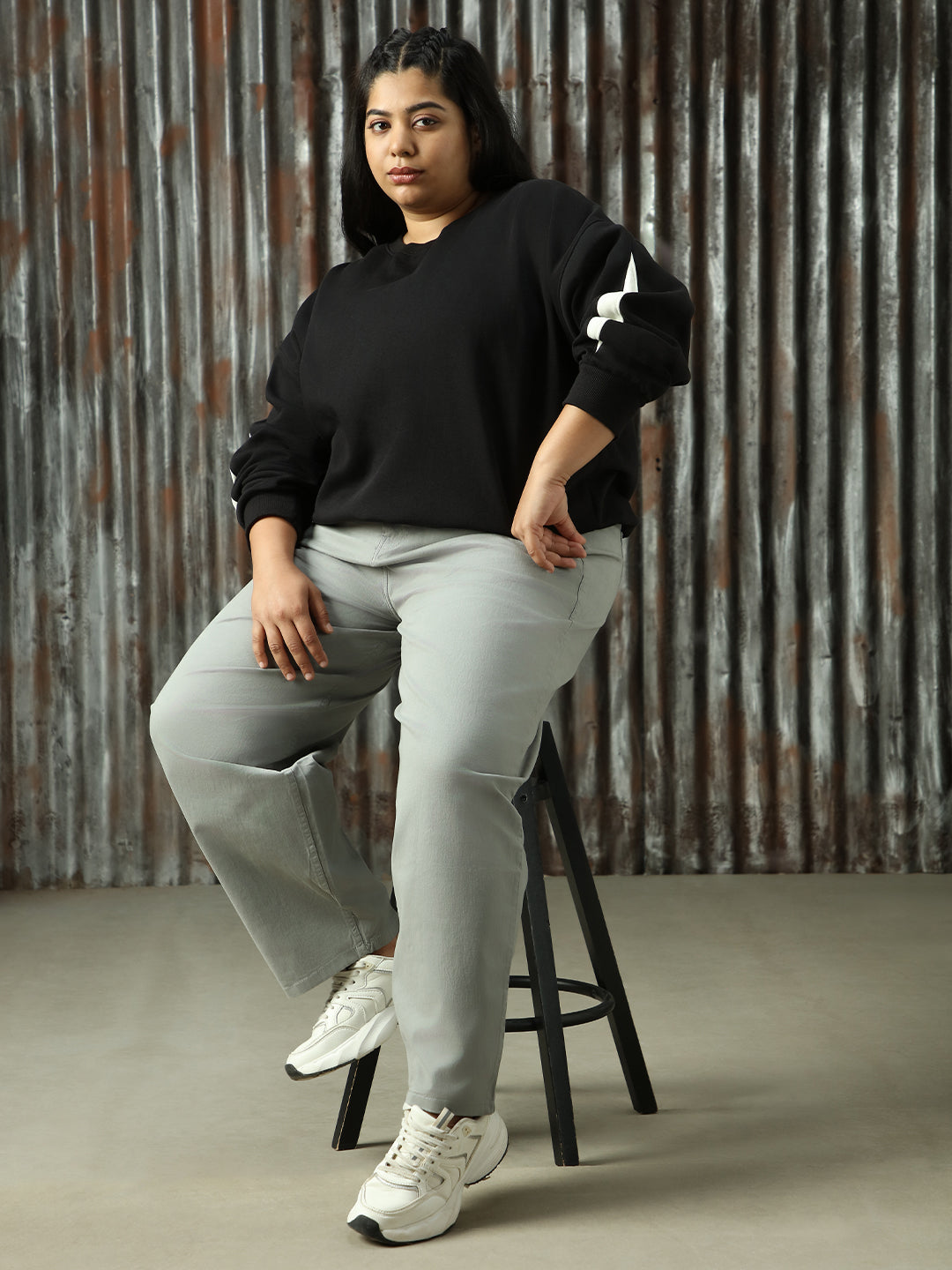Women Solid Oversized Fit Sweatshirts