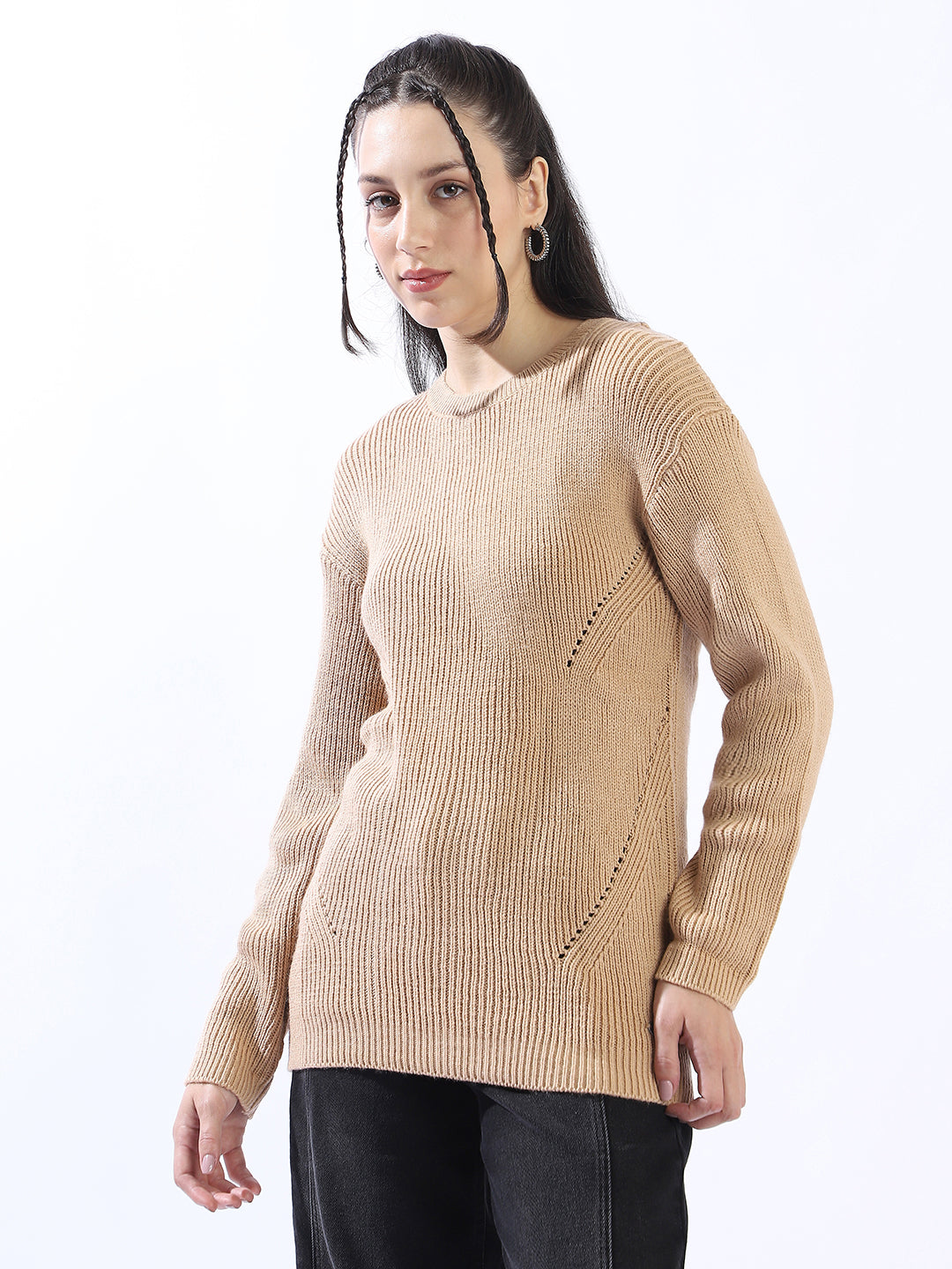 High Star Women Self Design Pullover Sweaters