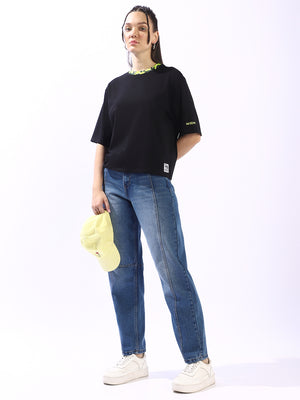 High Star Drop-Shoulder Sleeves Cotton T-shirt