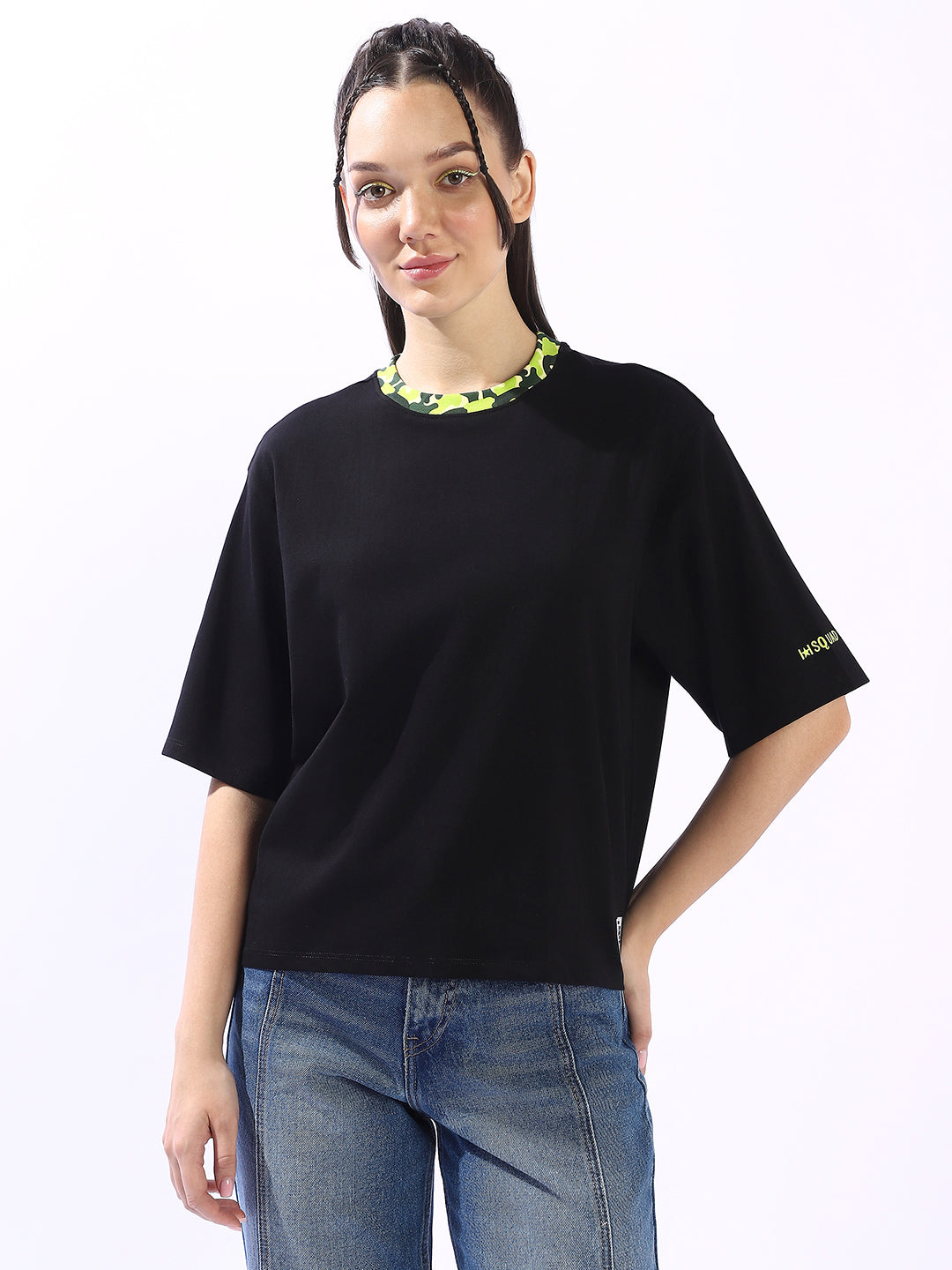High Star Drop-Shoulder Sleeves Cotton T-shirt
